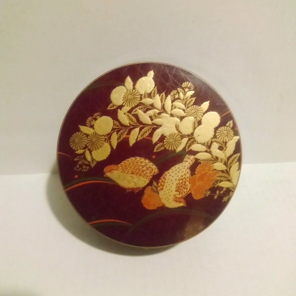 Vintage Mid-Century Modern Otagiri Lacqureware Coaster Set w/Birds & Flowers